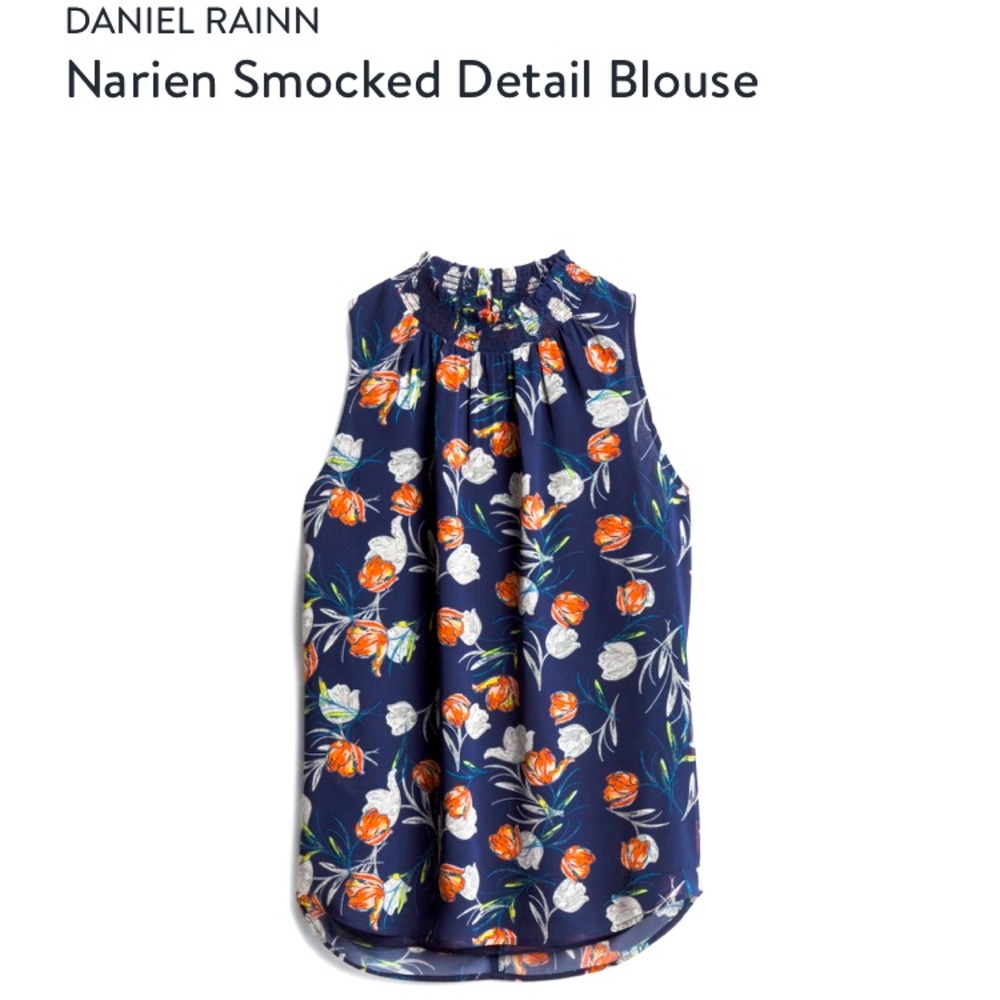 NWT- Daniel Rainn Navy blue floral blouse